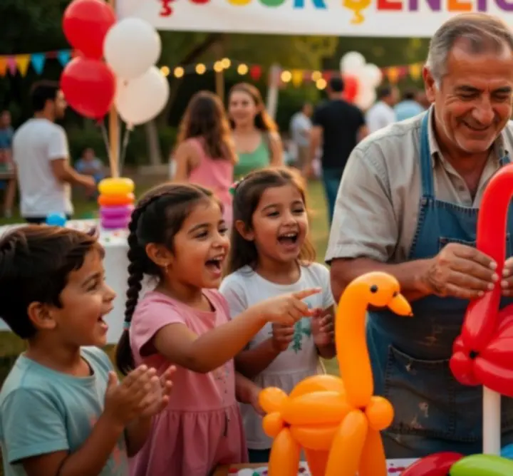 Çocuk etkinliğinde balon sanatçısı