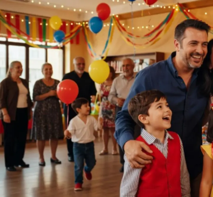 Çocuklarıyla birlikte mutlu ailelerin kutlama sonrası fotoğrafı